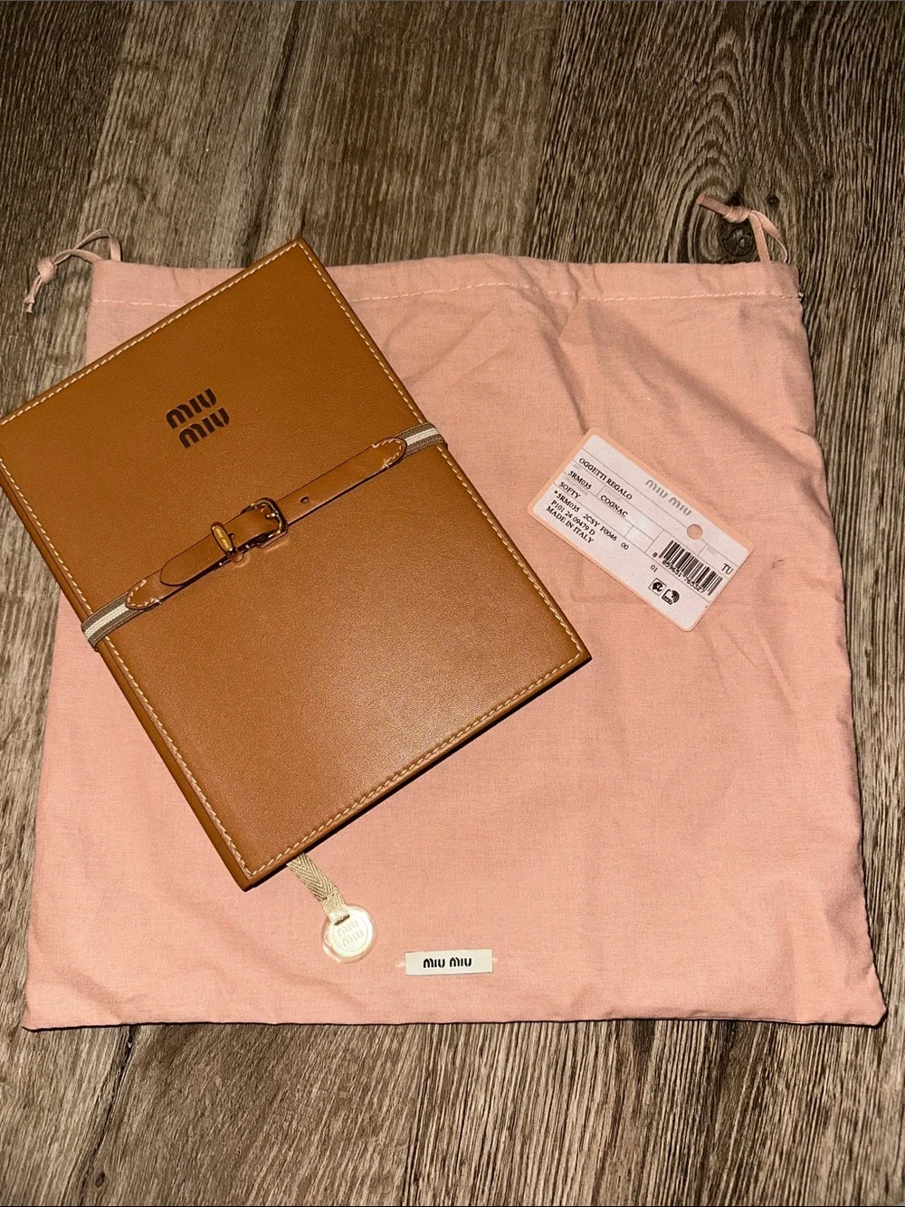 Miu Miu Cognac Leather Notebook